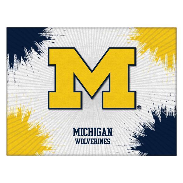 University of Michigan Logo Canvas Wall Art - Durable, Treated Canvas - Solid Wood Stretcher Frame 