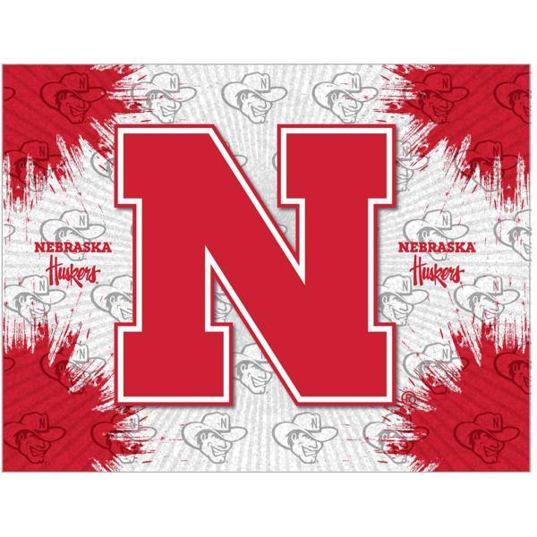 University of Nebraska Logo Canvas Wall Art - Durable, Treated Canvas - Solid Wood Stretcher Frame 