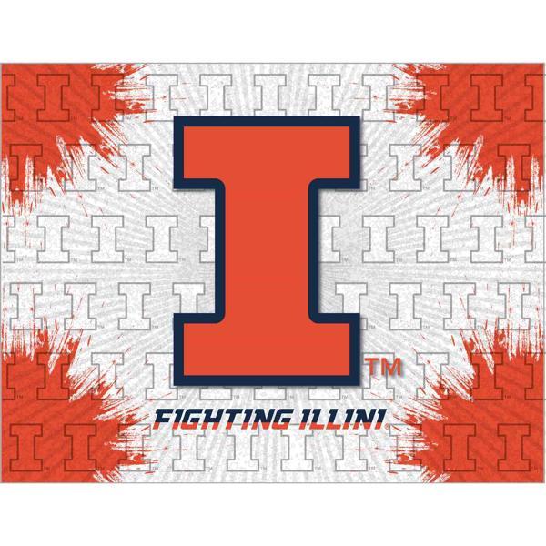 University of Illinois Logo Canvas Wall Art - Durable, Treated Canvas - Solid Wood Stretcher Frame 