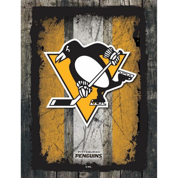 Pittsburgh Penguins Canvas Wall Art - Durable, Treated Canvas - Solid Wood Stretcher Frame - Design A 