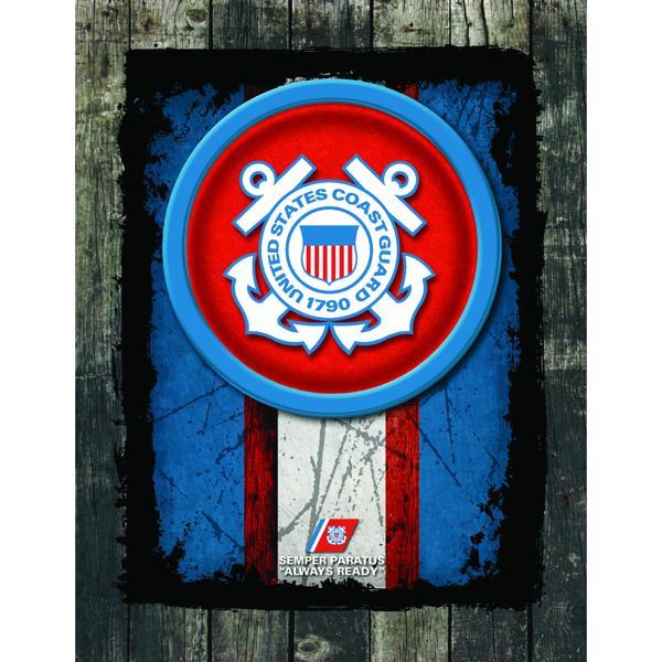 United States Coast Guard Canvas Wall Art - Durable, Treated Canvas - Solid Wood Stretcher Frame - Design A 