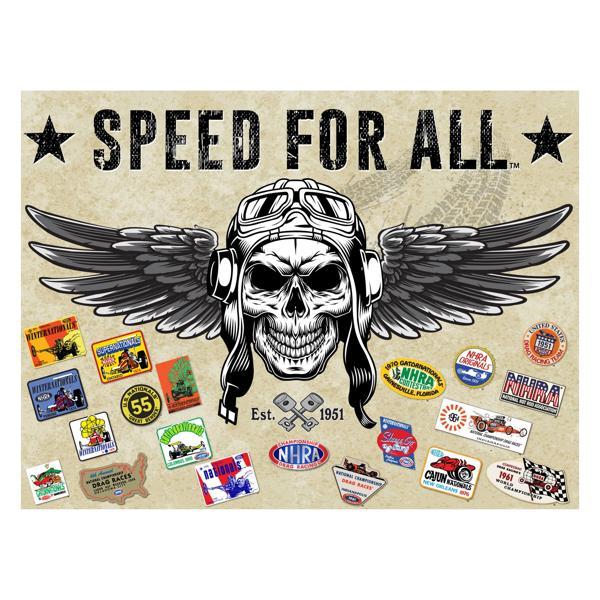 NHRA Skull Collage Canvas Wall Art - Durable, Treated Canvas - Solid Wood Stretcher Frame - Design C 