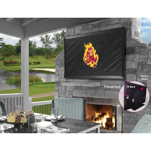 Arizona State University Sparky Black TV Cover - Commercial Grade Marine Vinyl - TV Screen - Logo 2 