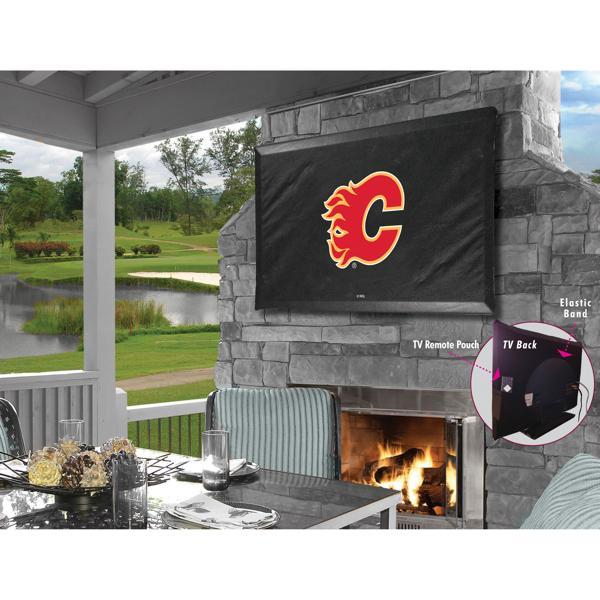Calgary Flames Black TV Cover - Commercial Grade Marine Vinyl - TV Screen 
