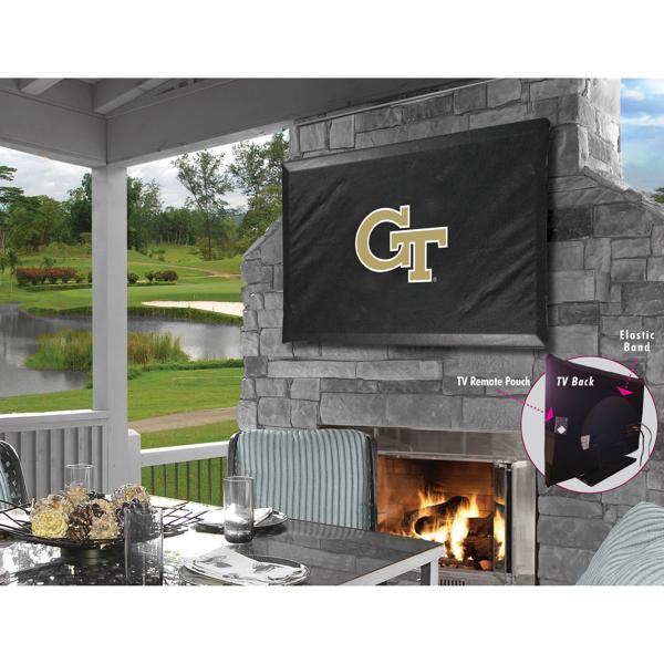 Georgia Tech Black TV Cover - Commercial Grade Marine Vinyl - TV Screen 