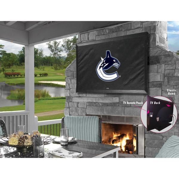 Vancouver Canucks Black TV Cover - Commercial Grade Marine Vinyl - TV Screen 