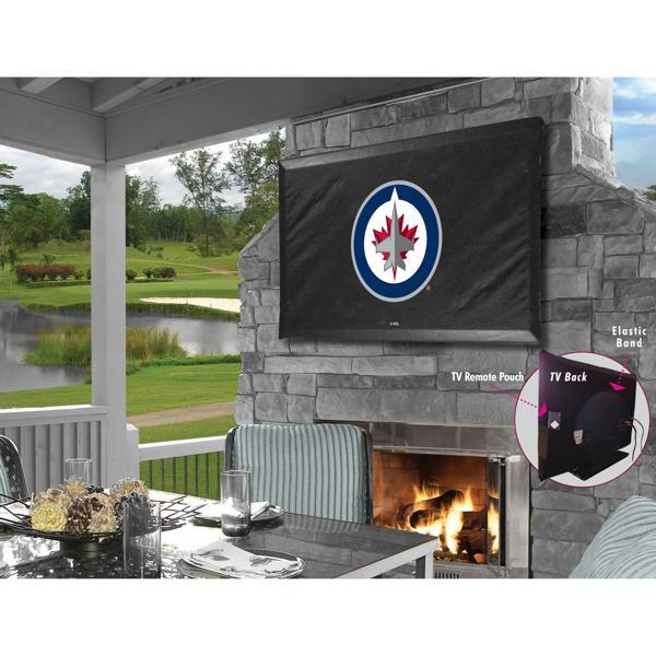 Winnipeg Jets Black TV Cover - Commercial Grade Marine Vinyl - TV Screen 