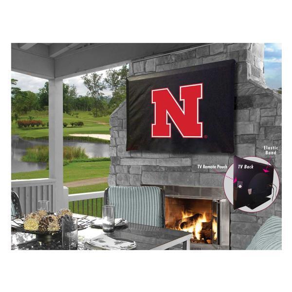 University of Nebraska Black TV Cover - Commercial Grade Marine Vinyl - TV Screen 