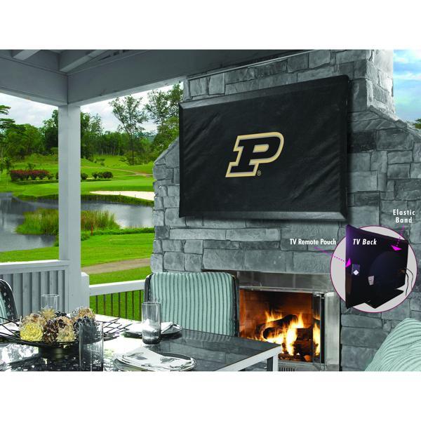 Purdue Black TV Cover - Commercial Grade Marine Vinyl - TV Screen 