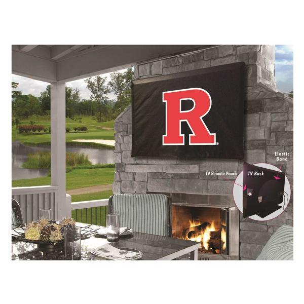 Rutgers Black TV Cover - Commercial Grade Marine Vinyl - TV Screen 