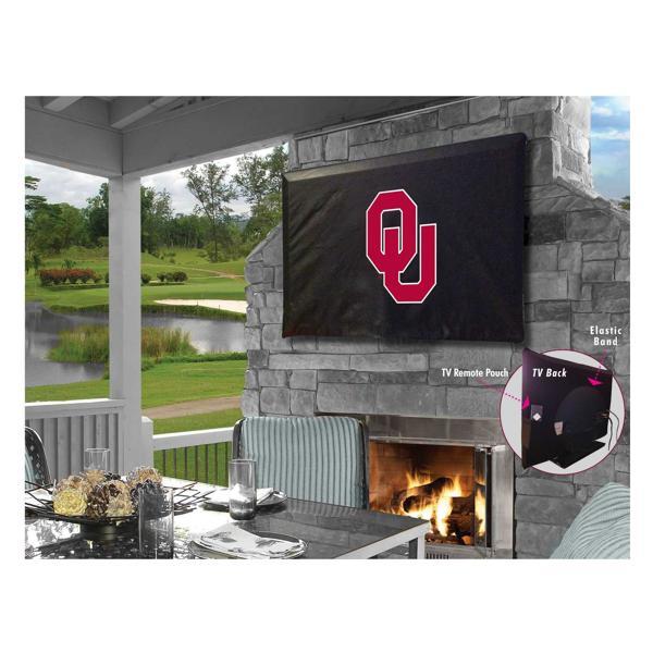 Oklahoma University Black TV Cover - Commercial Grade Marine Vinyl - TV Screen 