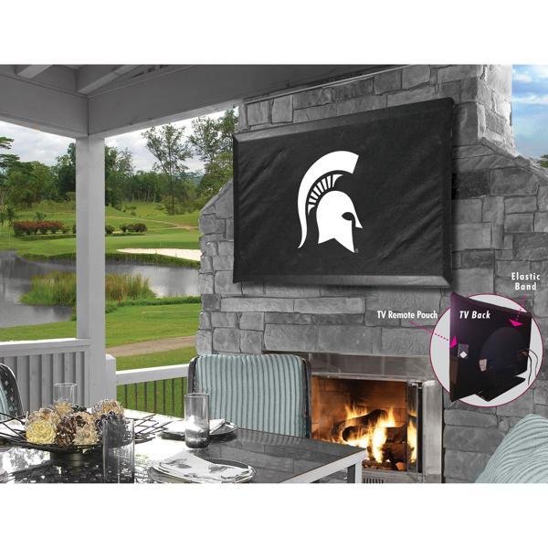 Michigan State University Black TV Cover - Commercial Grade Marine Vinyl - TV Screen 