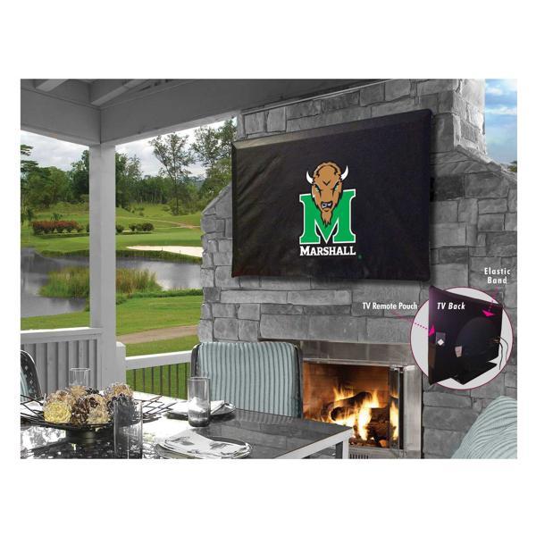 Marshall University Black TV Cover - Commercial Grade Marine Vinyl - TV Screen 