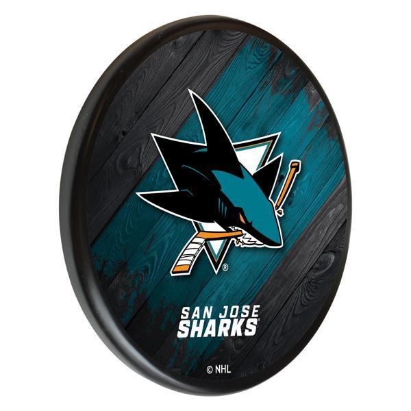 San Jose Sharks 13" Solid Wood Sign - Black - Officially Licensed - Made in USA 