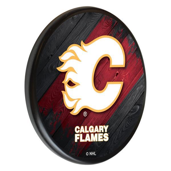 Calgary Flames 13" Solid Wood Sign - Black - Officially Licensed - Made in USA 