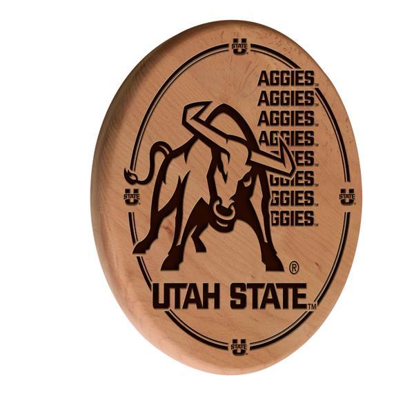 Utah State University Laser Engraved 13" Wood Sign - Natural - Officially Licensed 