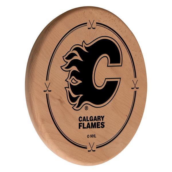 Calgary Flames Laser Engraved 13" Wood Sign - Natural - Officially Licensed 