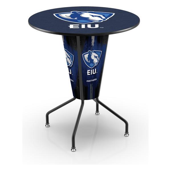 Eastern Illinois University Lighted 36" Round Pub Table - 42" Height - Black Steel Frame - Interchangeable Lexan Panels 