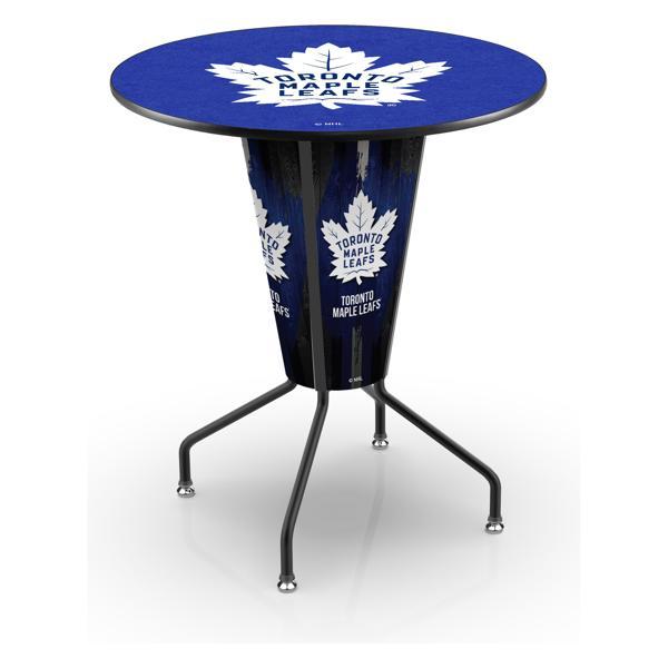 Toronto Maple Leafs Lighted 36" Round Pub Table - 42" Height - Black Steel Frame - Interchangeable Lexan Panels 