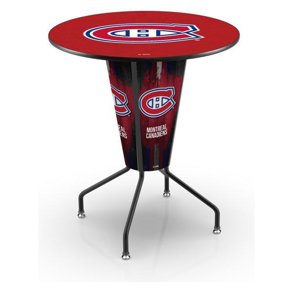 Montreal Canadiens Lighted 36" Round Pub Table - 42" Height - Black Steel Frame - Interchangeable Lexan Panels 