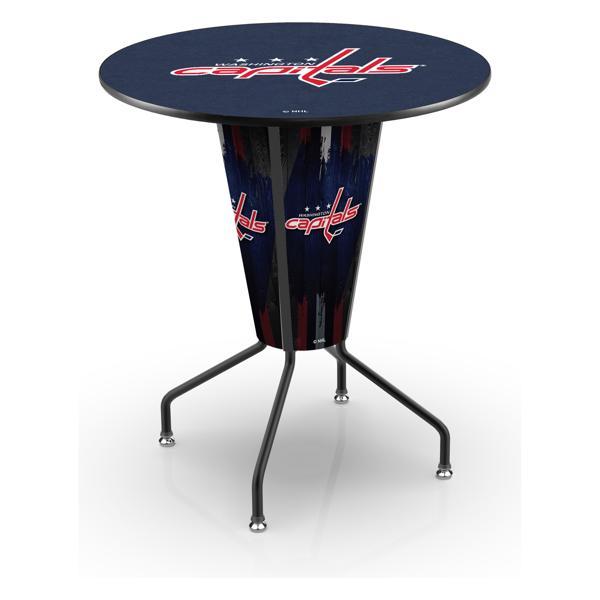 Washington Capitals Lighted 36" Round Pub Table - 42" Height - Black Steel Frame - Interchangeable Lexan Panels 