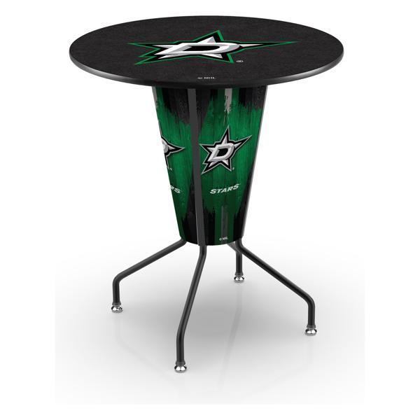 Dallas Stars Lighted 36" Round Pub Table - 42" Height - Black Steel Frame - Interchangeable Lexan Panels 