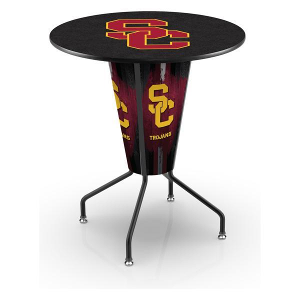 University of Southern California Lighted 36" Round Pub Table - 42" Height - Black Steel Frame - Interchangeable Lexan Panels 