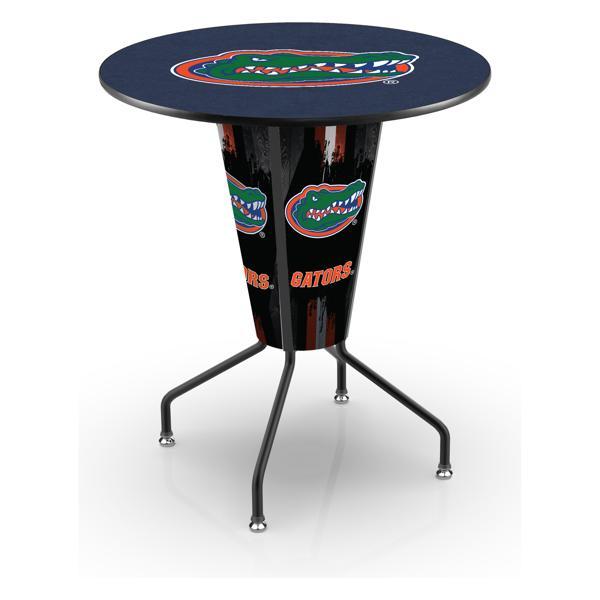 University of Florida Lighted 36" Round Pub Table - 42" Height - Black Steel Frame - Interchangeable Lexan Panels 