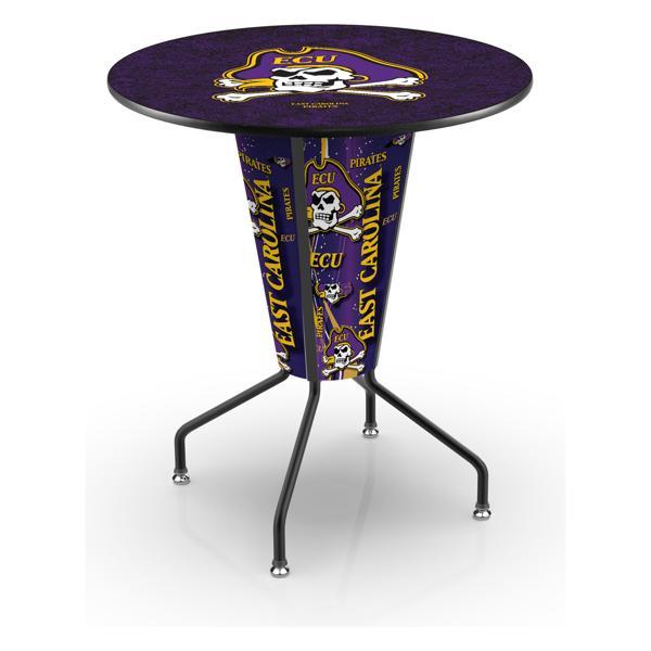 East Carolina University Lighted 36" Round Pub Table - 42" Height - Black Steel Frame - Interchangeable Lexan Panels 