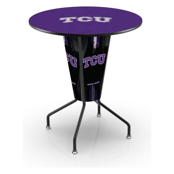 TCU Lighted 36" Round Pub Table - 42" Height - Black Steel Frame - Interchangeable Lexan Panels 