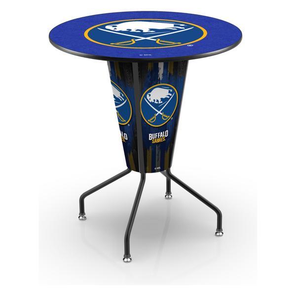 Buffalo Sabres Lighted 36" Round Pub Table - 42" Height - Black Steel Frame - Interchangeable Lexan Panels 