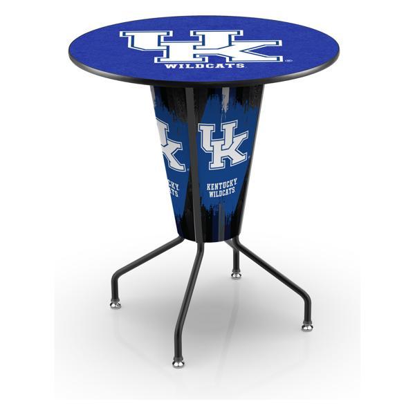 University of Kentucky "UK" Logo 2 Lighted 36" Round Pub Table - 42" Height - Black Steel Frame - Interchangeable Lexan Panels 