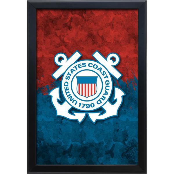 United States Coast Guard Backlit LED 16" x 24" Snap Frame Lightbox - Officially Licensed - Black Aluminum Frame 