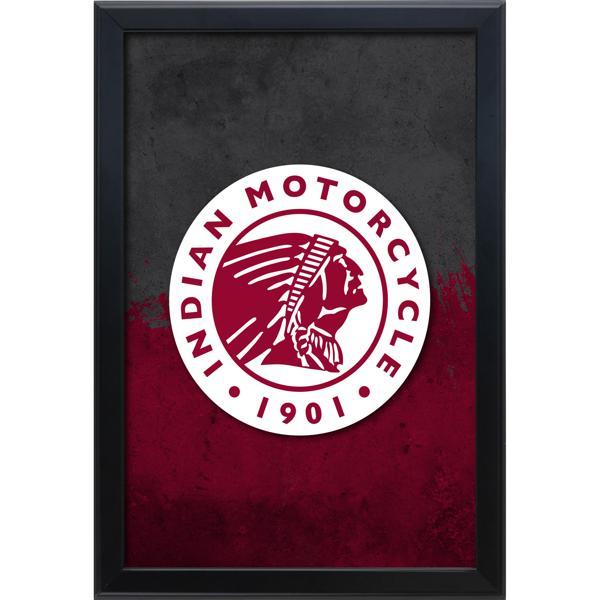 Indian Motorcycle Head Backlit LED 16" x 24" Snap Frame Lightbox - Officially Licensed - Black Aluminum Frame - Logo 2 