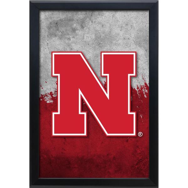 University of Nebraska Backlit LED 16" x 24" Snap Frame Lightbox - Officially Licensed - Black Aluminum Frame 