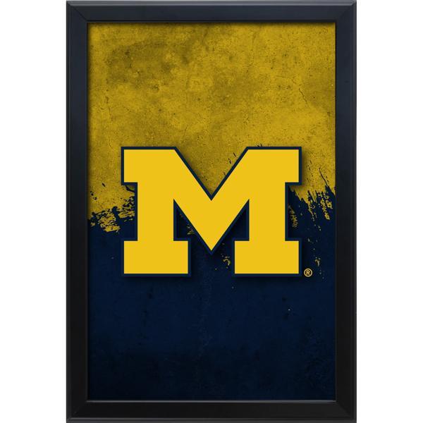 University of Michigan Backlit LED 16" x 24" Snap Frame Lightbox - Officially Licensed - Black Aluminum Frame 