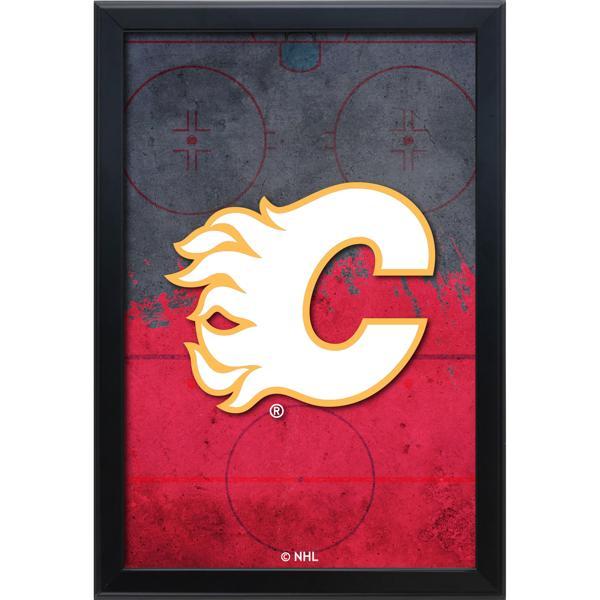 Calgary Flames Backlit LED 16" x 24" Snap Frame Lightbox - Officially Licensed - Black Aluminum Frame 