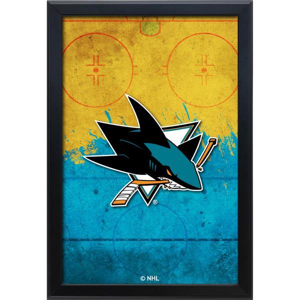San Jose Sharks Backlit LED 16" x 24" Snap Frame Lightbox - Officially Licensed - Black Aluminum Frame 
