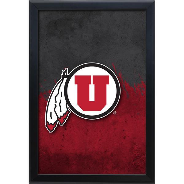 University of Utah Backlit LED 16" x 24" Snap Frame Lightbox - Officially Licensed - Black Aluminum Frame 