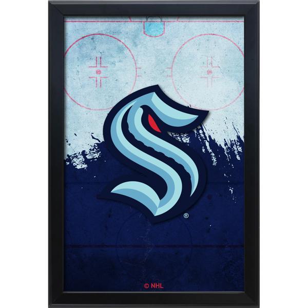 Seattle Kraken Backlit LED 16" x 24" Snap Frame Lightbox - Officially Licensed - Black Aluminum Frame 