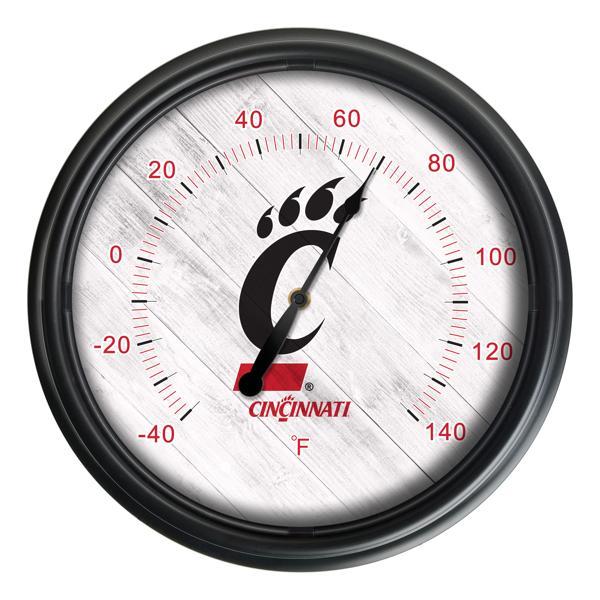 University of Cincinnati Indoor and Outdoor LED Thermometer - Black - UV Resistant ABS Plastic - 14" Diameter 