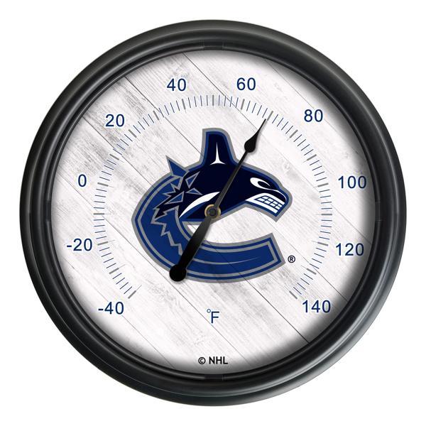 Vancouver Canucks Indoor and Outdoor LED Thermometer - Black - UV Resistant ABS Plastic - 14" Diameter 