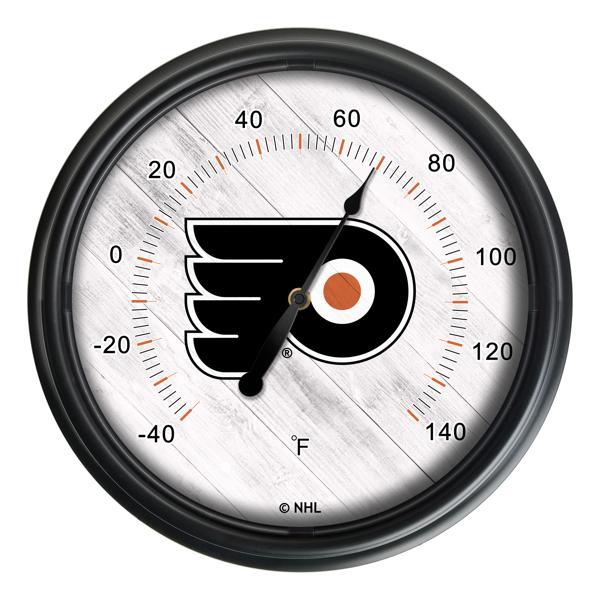 Philadelphia Flyers Indoor and Outdoor LED Thermometer - Black - UV Resistant ABS Plastic - 14" Diameter - Logo 2 