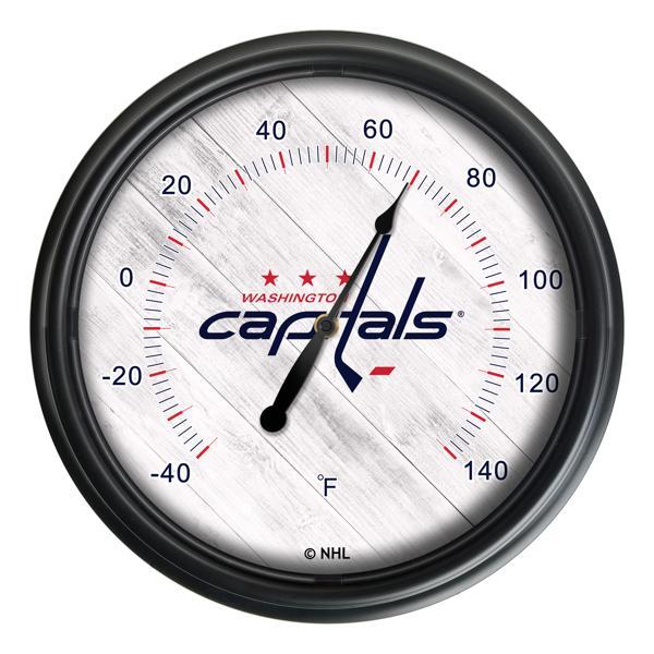 Washington Capitals Indoor and Outdoor LED Thermometer - Black - UV Resistant ABS Plastic - 14" Diameter 