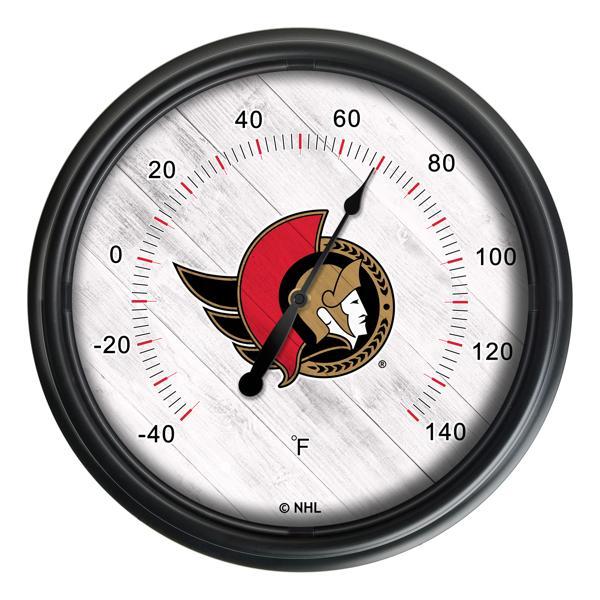 Ottawa Senators Indoor and Outdoor LED Thermometer - Black - UV Resistant ABS Plastic - 14" Diameter 
