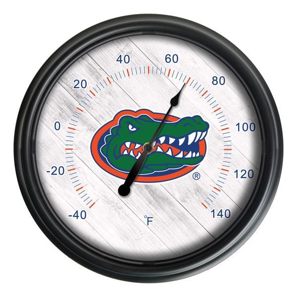 University of Florida Indoor and Outdoor LED Thermometer - Black - UV Resistant ABS Plastic - 14" Diameter 