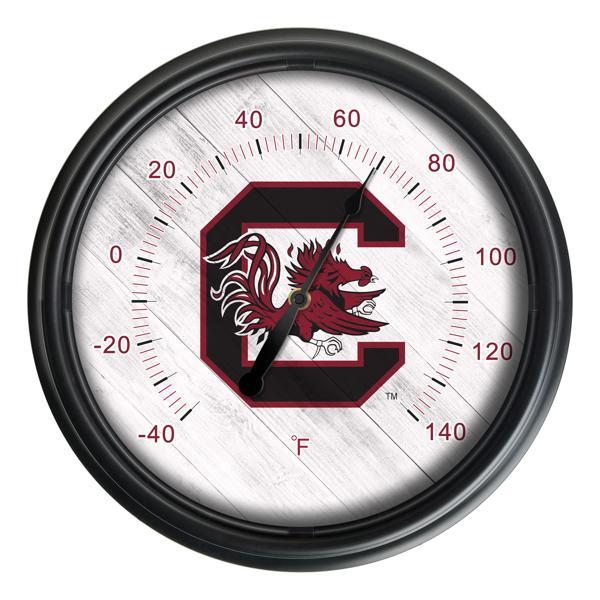 University of South Carolina Indoor and Outdoor LED Thermometer - Black - UV Resistant ABS Plastic - 14" Diameter 