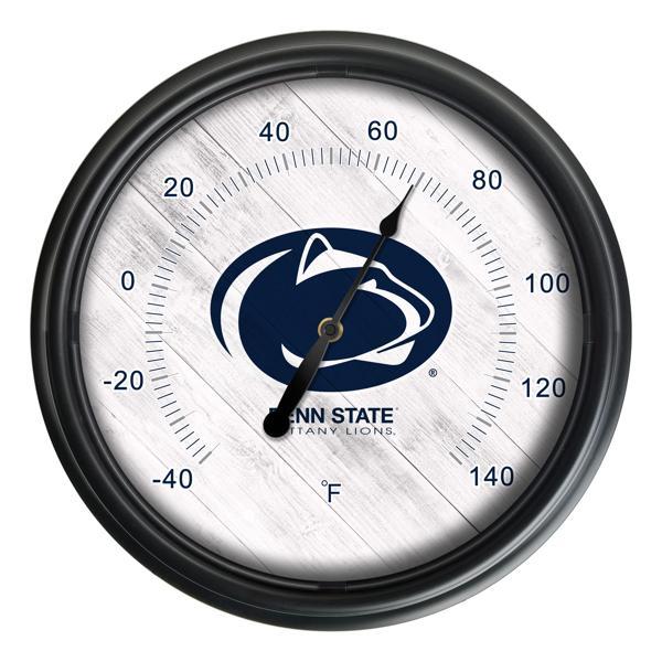 Pennsylvania State University Indoor and Outdoor LED Thermometer - Black - UV Resistant ABS Plastic - 14" Diameter 