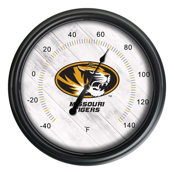 University of Missouri Indoor and Outdoor LED Thermometer - Black - UV Resistant ABS Plastic - 14" Diameter 