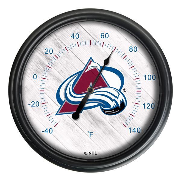 Colorado Avalanche Indoor and Outdoor LED Thermometer - Black - UV Resistant ABS Plastic - 14" Diameter 